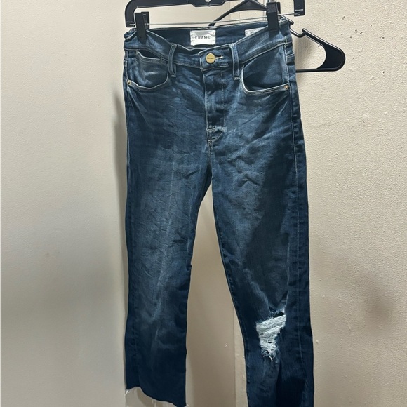 Frame Denim Denim - Frame Le straight cropped straight leg distressed jeans size 27